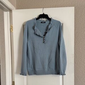 Ruffled Lace-Up Blue Sweater